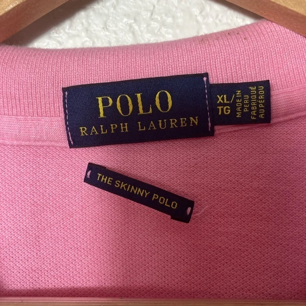 POLO Ralph Lauren the skinny polo XL pink polo shirt short sleeve green logo